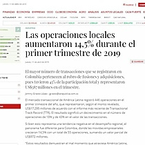 Las operaciones locales aumentaron 14,5% durante el primer trimestre de 2019